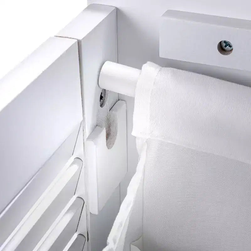 Household Essentials Design Trends Banc à linge avec façade à persiennes et coussin en mousse blanc : panier à linge avec couvercle, doublure amovible