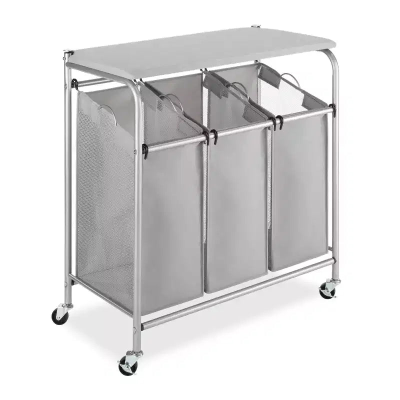 Whitmor Triple Sorter Ironing and Folding Table Gray: Freestanding Closet Storage & Garment Rack, Polypropylene Frame
