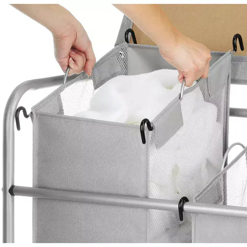 Triple Sorter Ironing and Folding Table Gray: Freestanding Closet Storage & Garment Rack, Polypropylene Frame