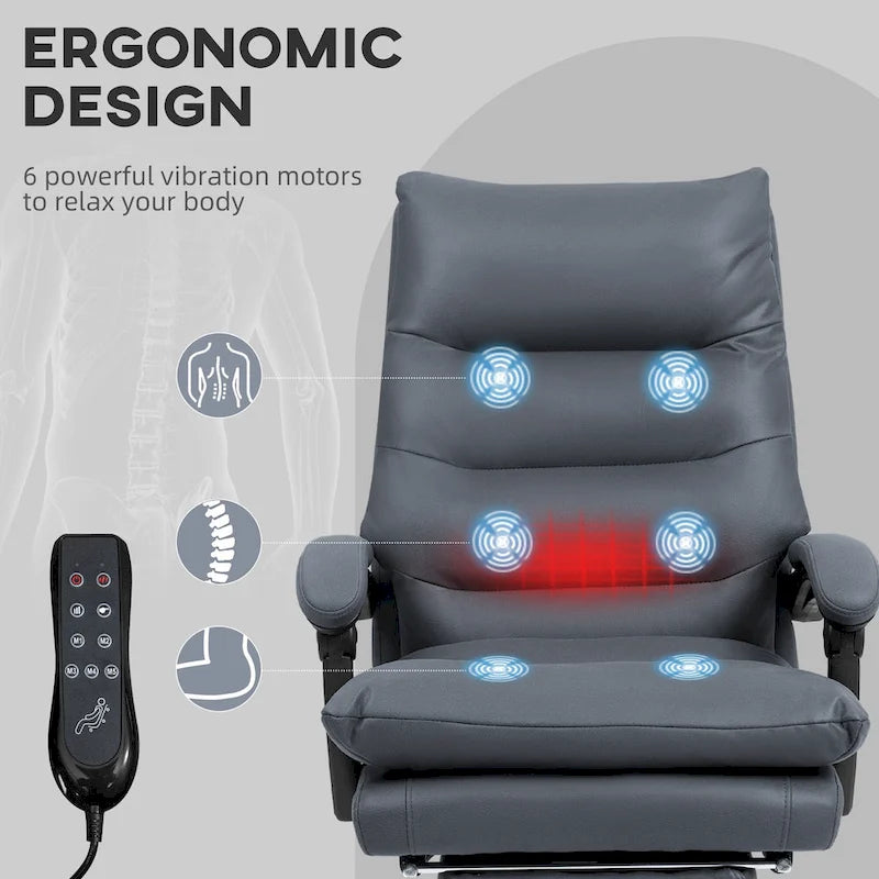 Fauteuil de bureau massant inclinable avec chauffage et vibrations | Microfibre | Blanc crème