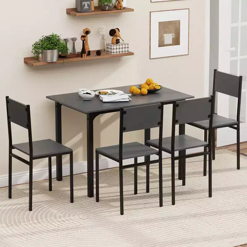 Ensemble de table à manger Costway 5 pièces, style industriel, table de cuisine et chaises pour 4 personnes, Gris/Marron/Marron foncé