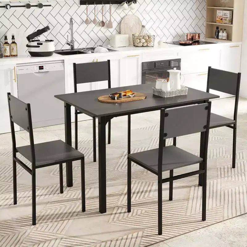 Ensemble de table à manger Costway 5 pièces, style industriel, table de cuisine et chaises pour 4 personnes, Gris/Marron/Marron foncé