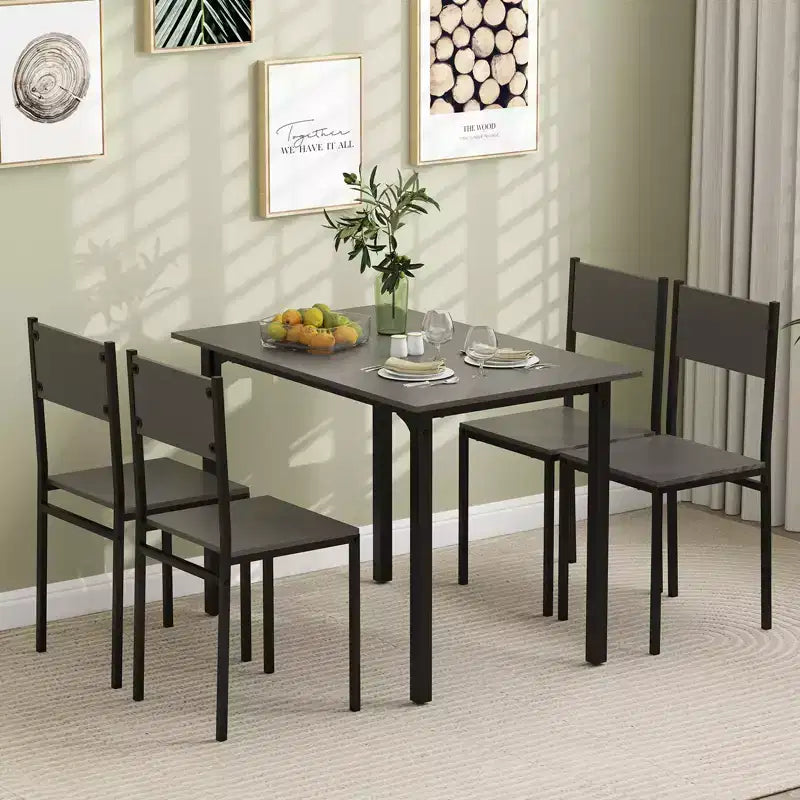 Ensemble de table à manger Costway 5 pièces, style industriel, table de cuisine et chaises pour 4 personnes, Gris/Marron/Marron foncé