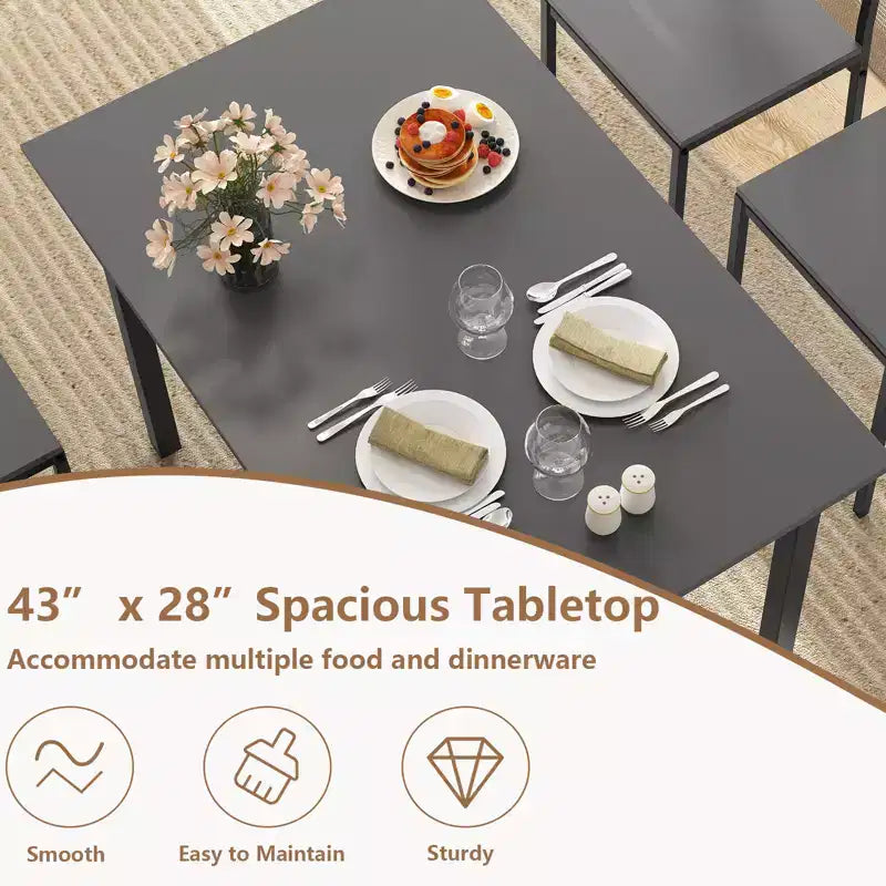 Ensemble de table à manger Costway 5 pièces, style industriel, table de cuisine et chaises pour 4 personnes, Gris/Marron/Marron foncé