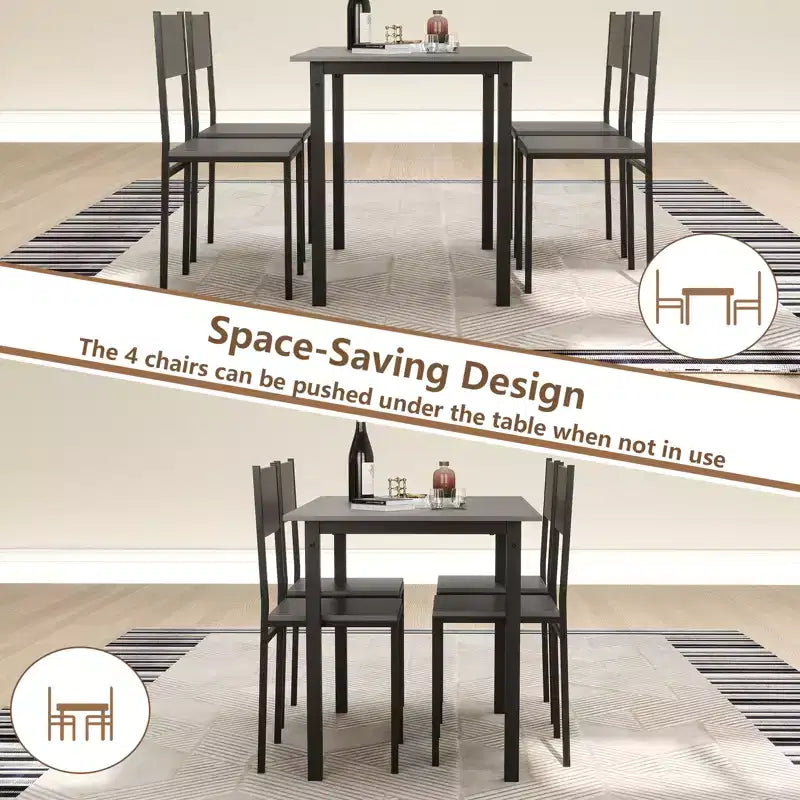 Ensemble de table à manger Costway 5 pièces, style industriel, table de cuisine et chaises pour 4 personnes, Gris/Marron/Marron foncé