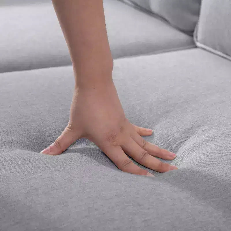 Canapé modulable Mjkone, canapé 3 places en tissu de lin en forme de L avec pouf de rangement