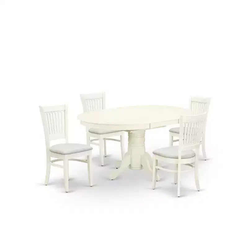 Ensemble de salle à manger 5 pièces HomeStock, table ovale et chaises en lin, 42 x 60 pouces