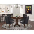 HomeStock Round Dropleaf Dining Set Mahogany Dark Gray