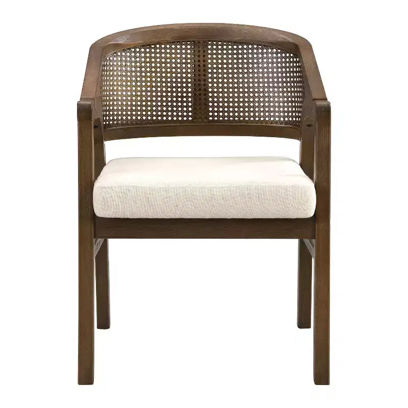 Christopher Knight Home Ilumia - Chaises de salle à manger capitonnées rustiques en rotin et bois d'hévéa, 7 pièces, avec table ovale à double piédestal