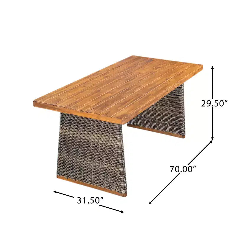 Christopher Knight Home Varesa Ensemble de salle à manger d'extérieur rustique 6 pièces en rotin et bois d'acacia avec coussins