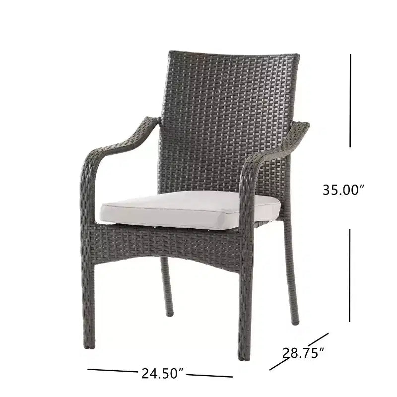 Christopher Knight Home Varesa Ensemble de salle à manger d'extérieur rustique 6 pièces en rotin et bois d'acacia avec coussins