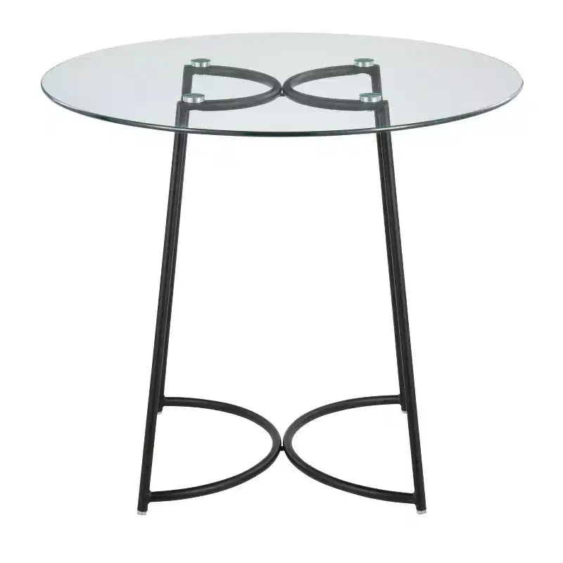 Table de salle à manger ronde contemporaine, table de cuisine avec plateau en verre transparent, cadre en métal élégant pour salle à manger, cuisine