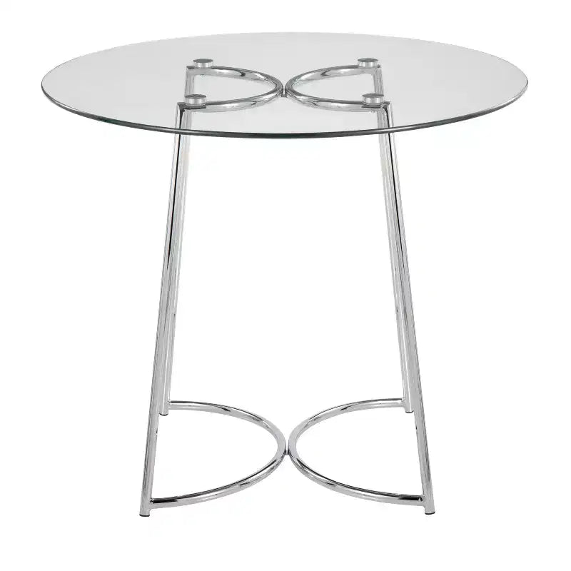 Table de salle à manger ronde contemporaine, table de cuisine avec plateau en verre transparent, cadre en métal élégant pour salle à manger, cuisine