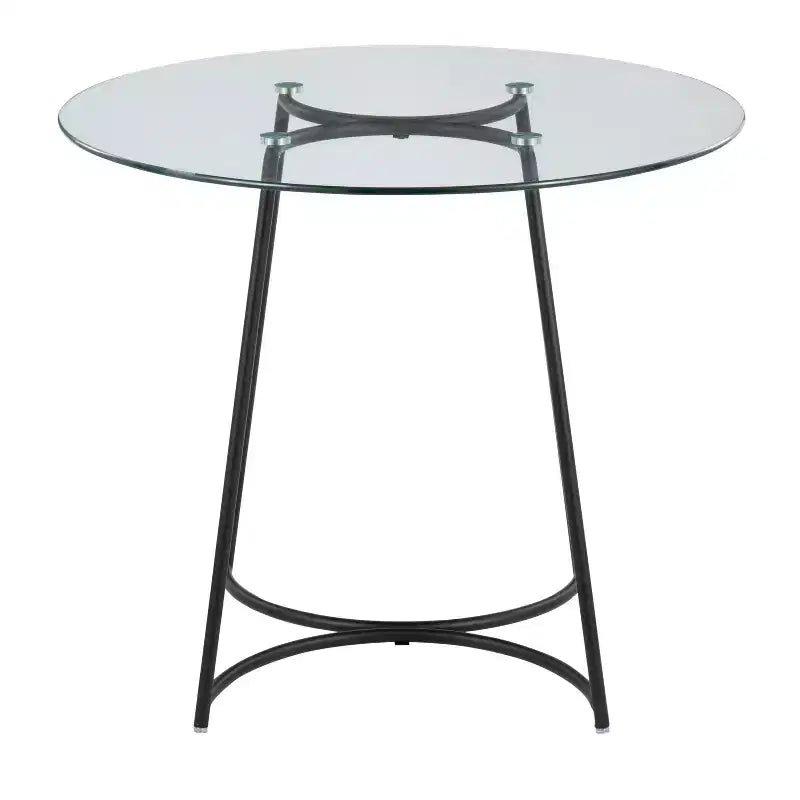 Table de salle à manger ronde contemporaine, table de cuisine avec plateau en verre transparent, cadre en métal élégant pour salle à manger, cuisine
