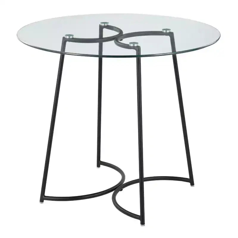 Table de salle à manger ronde contemporaine, table de cuisine avec plateau en verre transparent, cadre en métal élégant pour salle à manger, cuisine
