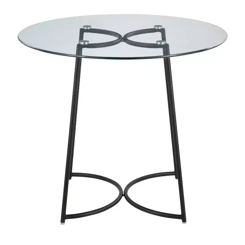 Table de salle à manger ronde contemporaine, table de cuisine avec plateau en verre transparent, cadre en métal élégant pour salle à manger, cuisine