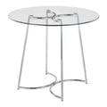 Table de salle à manger ronde contemporaine, table de cuisine avec plateau en verre transparent, cadre en métal élégant pour salle à manger, cuisine