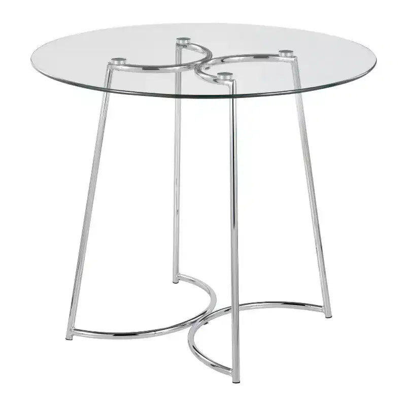 Contemporary Round Dining Table Dinette Table with Clear Glass Top, Sleek Metal Frame for Dining Room Kitchen