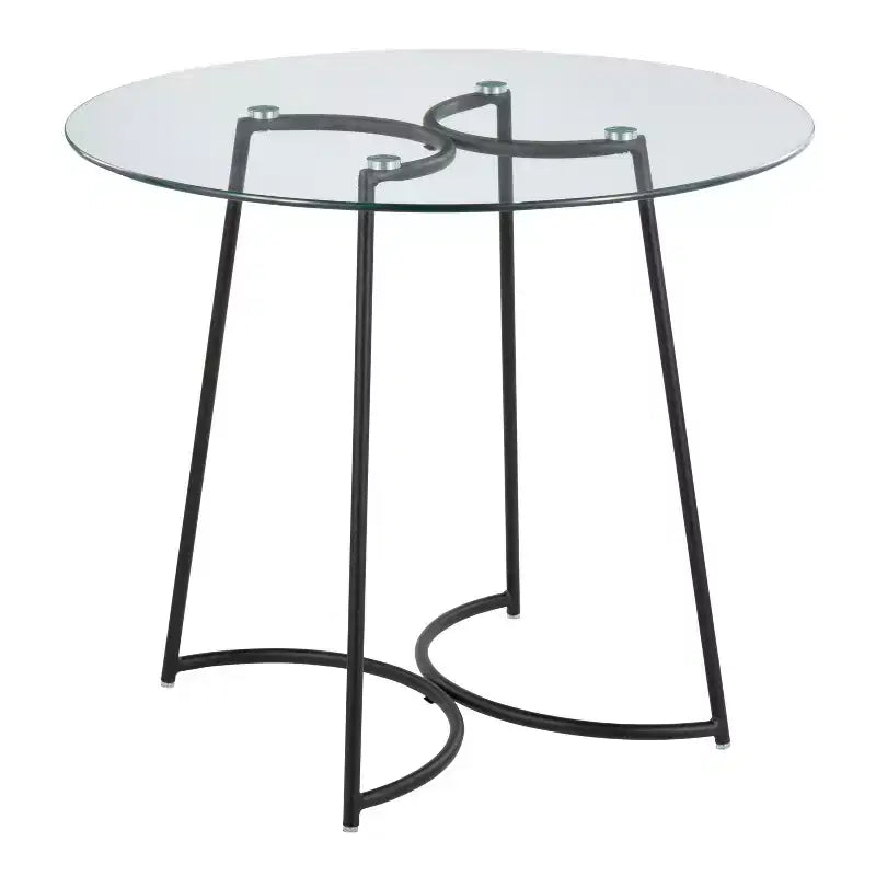 Okak Contemporary Round Dining Table Dinette Table with Clear Glass Top, Sleek Metal Frame for Dining Room Kitchen