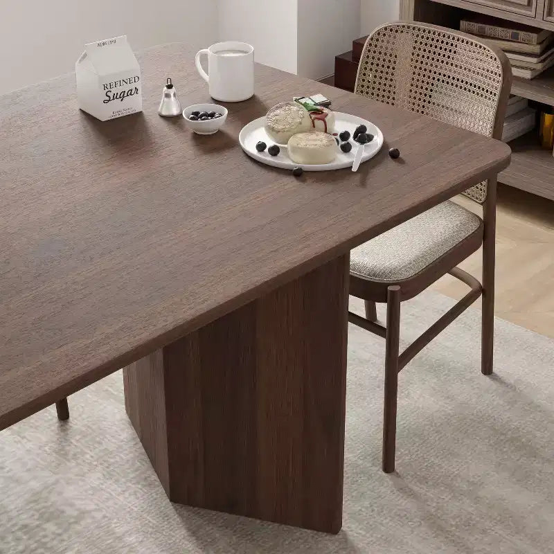 Table de salle à manger rectangulaire marron 79 Farmhouse pour 6 à 8 personnes avec pieds en V, pour salle à manger et salon