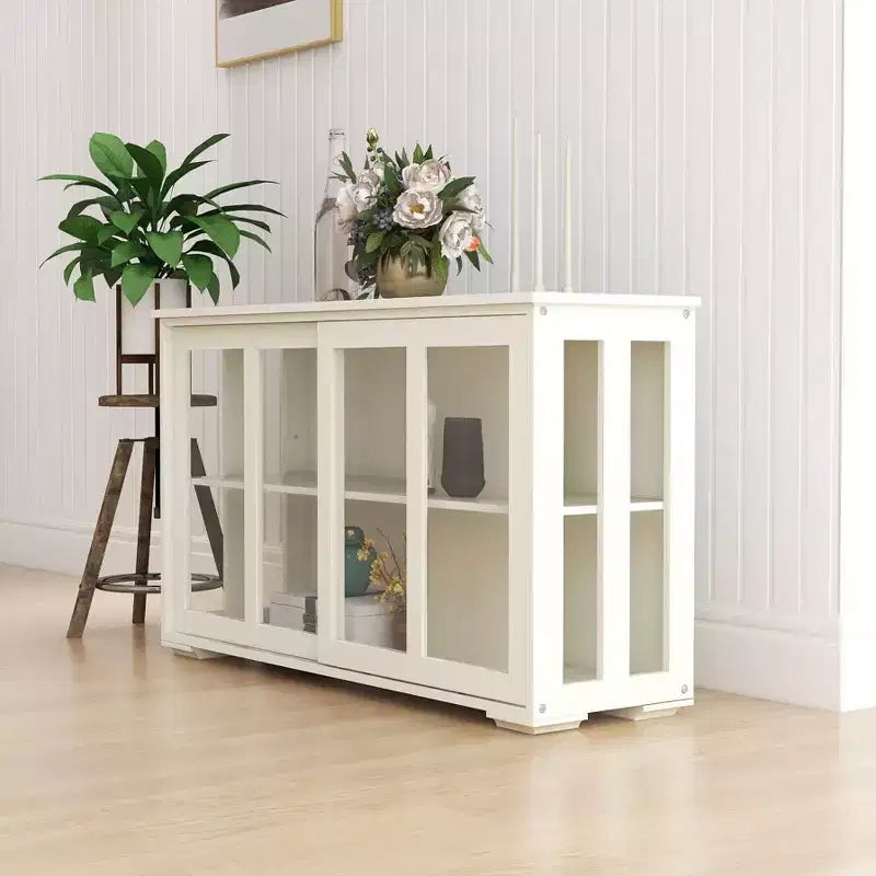 Buffet avec rangements, buffet de cuisine avec portes vitrées, meuble d'appoint pour bar à café pour salon ou salle à manger