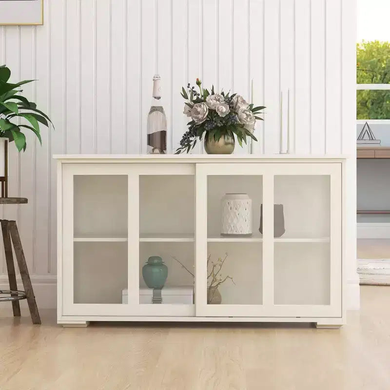 Buffet avec rangements, buffet de cuisine avec portes vitrées, meuble d'appoint pour bar à café pour salon ou salle à manger
