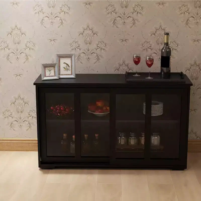 Buffet avec rangements, buffet de cuisine avec portes vitrées, meuble d'appoint pour bar à café pour salon ou salle à manger
