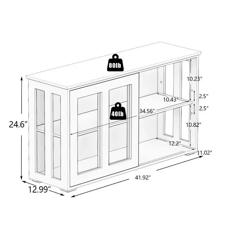 Buffet avec rangements, buffet de cuisine avec portes vitrées, meuble d'appoint pour bar à café pour salon ou salle à manger