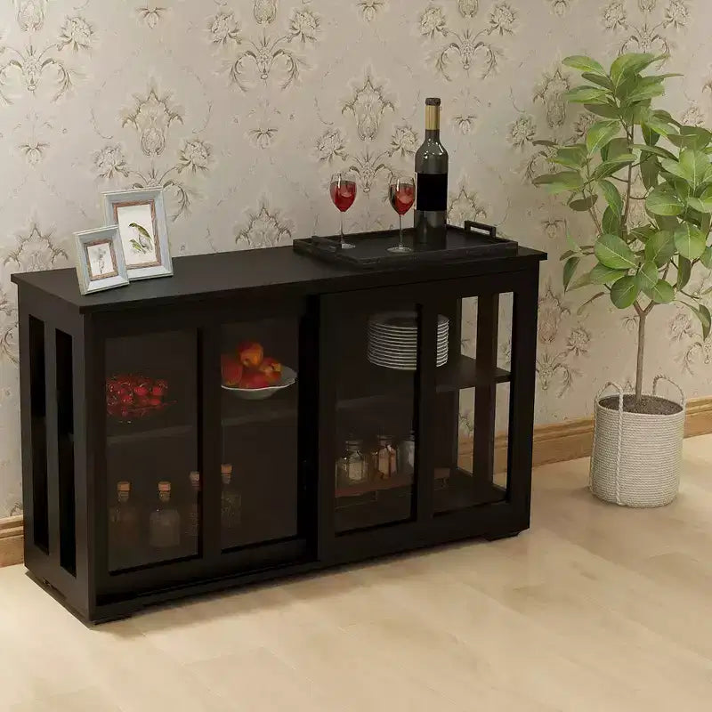 Buffet avec rangements, buffet de cuisine avec portes vitrées, meuble d'appoint pour bar à café pour salon ou salle à manger