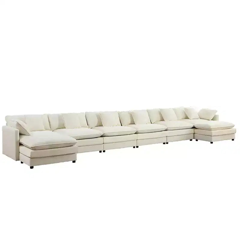 217''U-Shaped Modular Sectional Sofa,8-Seat Cloud Couch with Ottoman and Cushions,Sleeper Deep Seat Couches