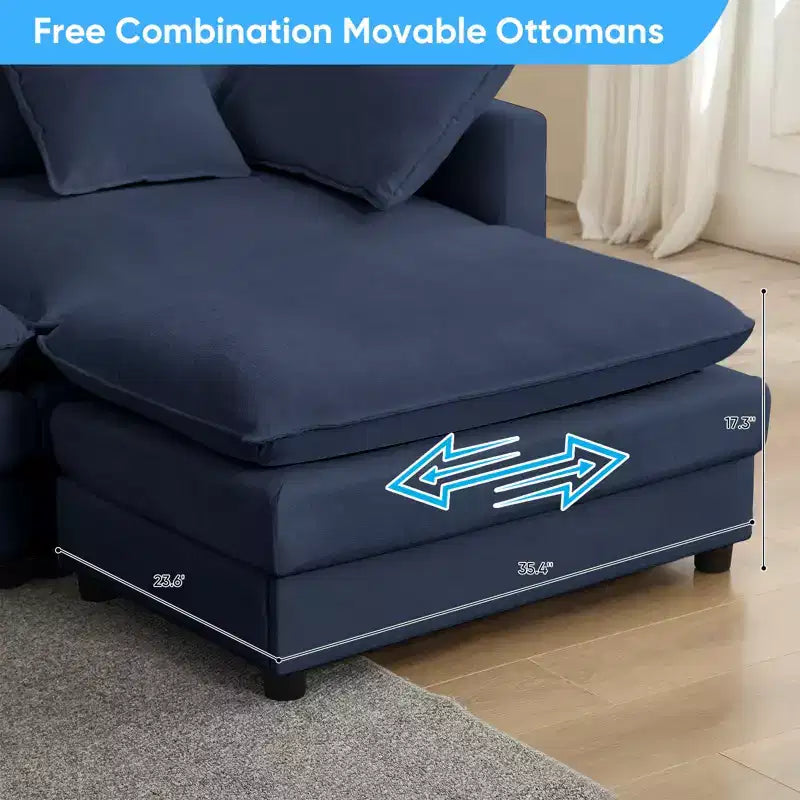 217''U-Shaped Modular Sectional Sofa,8-Seat Cloud Couch with Ottoman and Cushions,Sleeper Deep Seat Couches