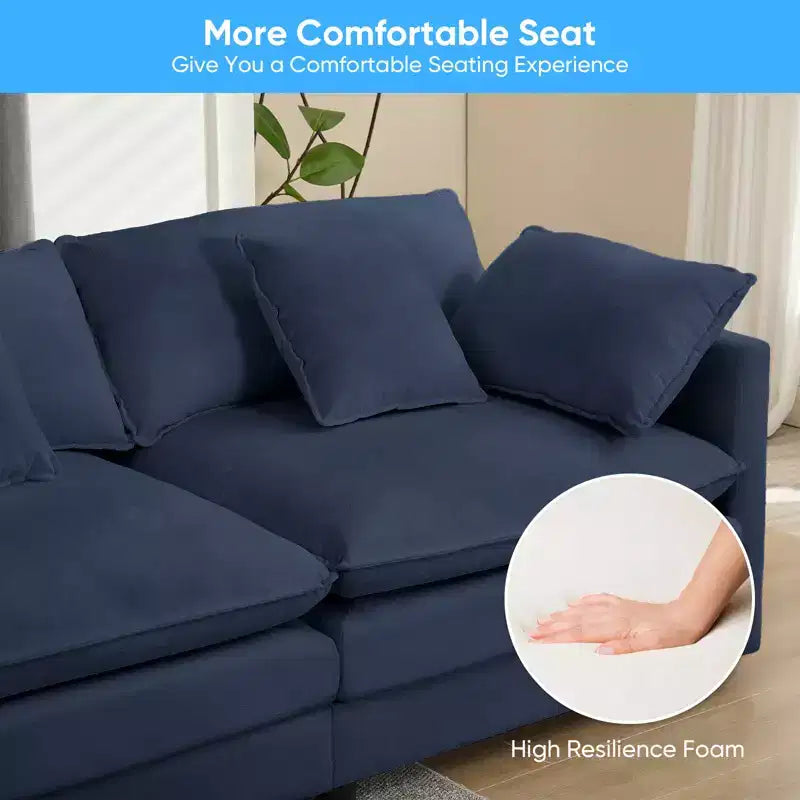 217''U-Shaped Modular Sectional Sofa,8-Seat Cloud Couch with Ottoman and Cushions,Sleeper Deep Seat Couches