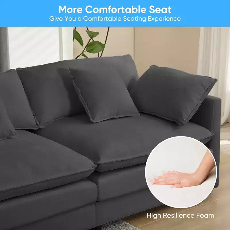 217''U-Shaped Modular Sectional Sofa,8-Seat Cloud Couch with Ottoman and Cushions,Sleeper Deep Seat Couches