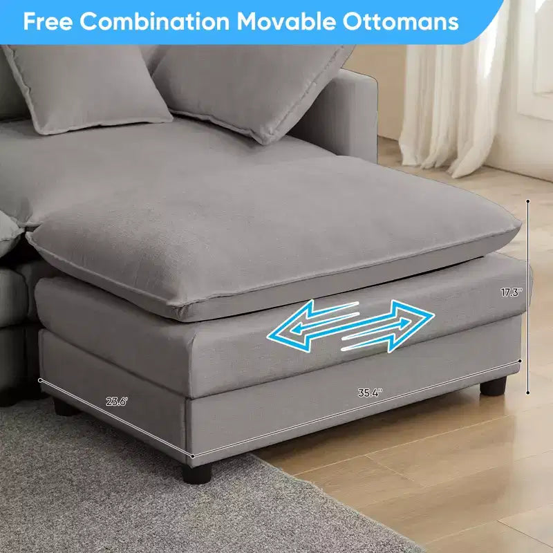 217''U-Shaped Modular Sectional Sofa,8-Seat Cloud Couch with Ottoman and Cushions,Sleeper Deep Seat Couches