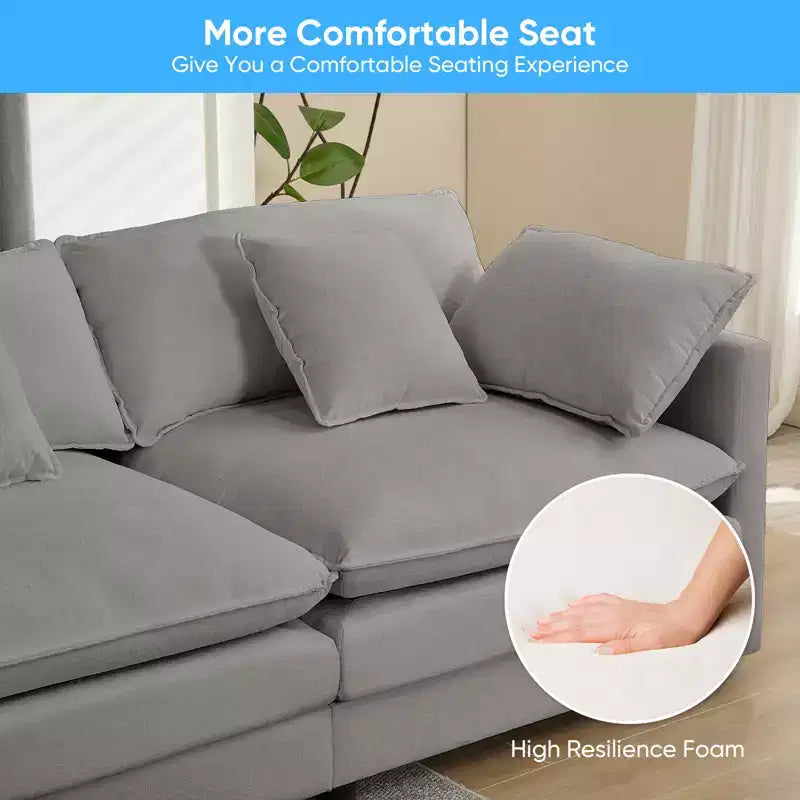 217''U-Shaped Modular Sectional Sofa,8-Seat Cloud Couch with Ottoman and Cushions,Sleeper Deep Seat Couches