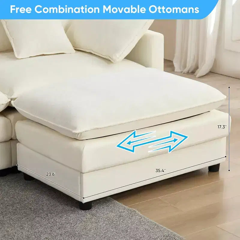 217''U-Shaped Modular Sectional Sofa,8-Seat Cloud Couch with Ottoman and Cushions,Sleeper Deep Seat Couches