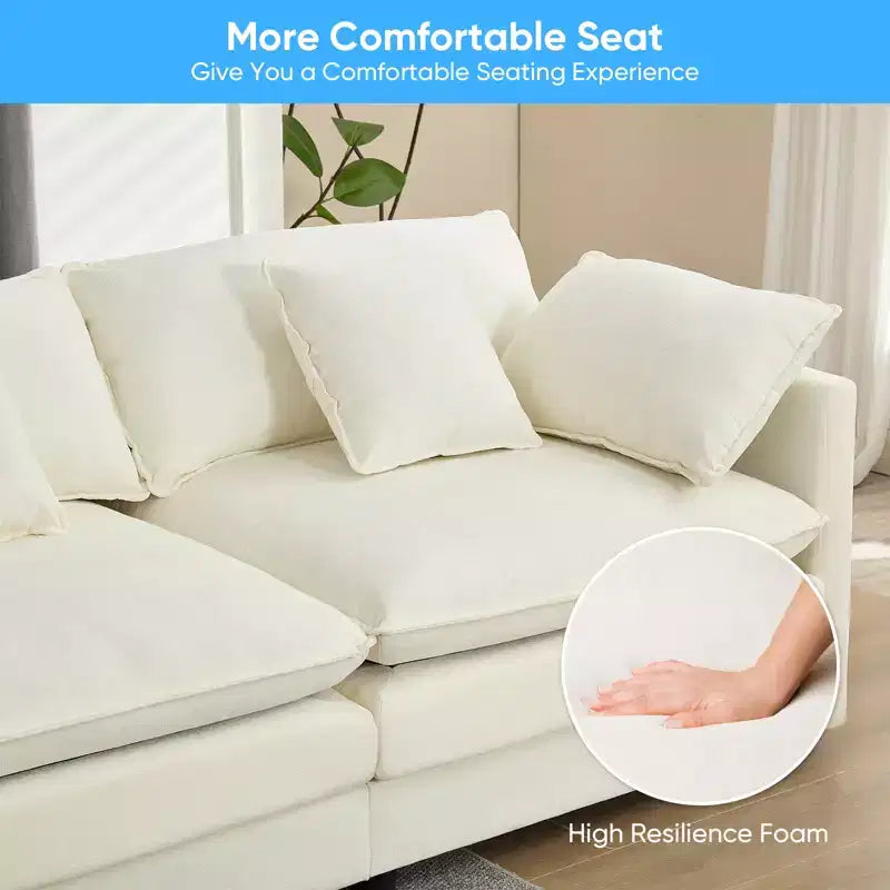 217''U-Shaped Modular Sectional Sofa,8-Seat Cloud Couch with Ottoman and Cushions,Sleeper Deep Seat Couches