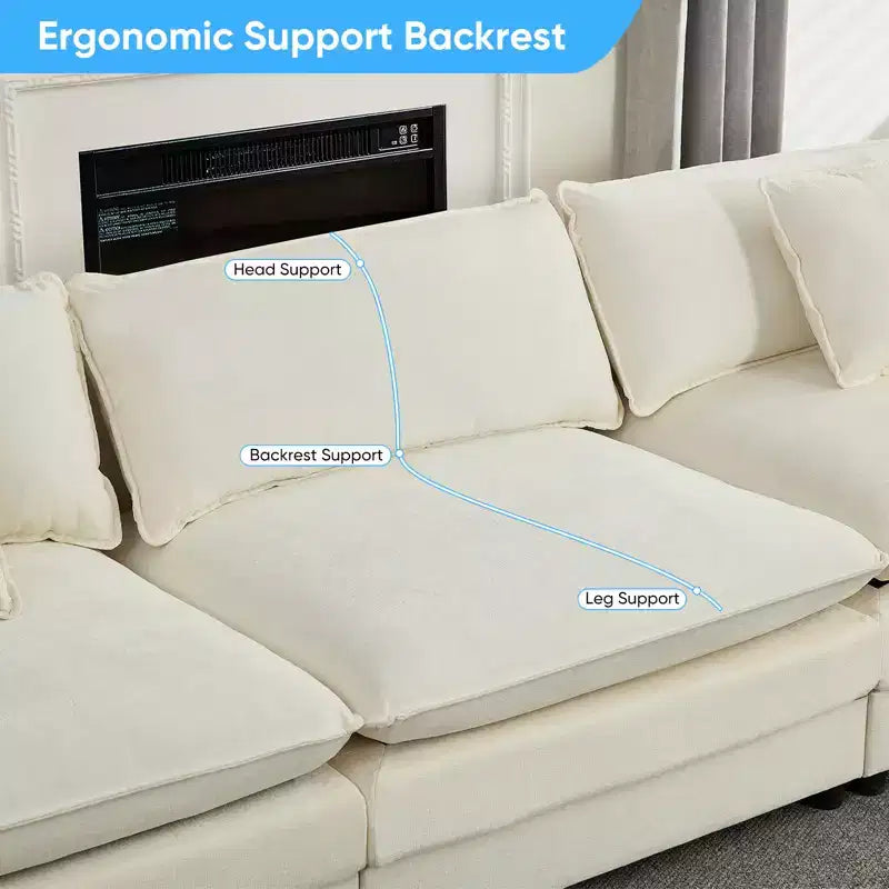 217''U-Shaped Modular Sectional Sofa,8-Seat Cloud Couch with Ottoman and Cushions,Sleeper Deep Seat Couches