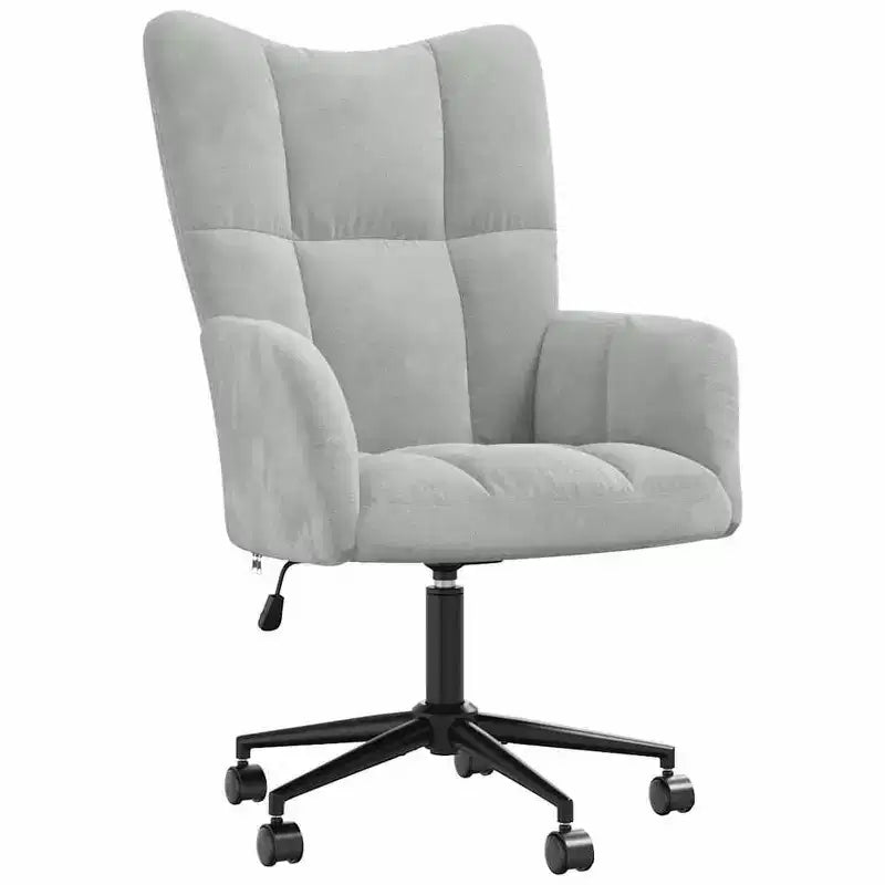 vidaXL Relaxing Chair Light Gray Velvet (100% polyester), Steel Standard