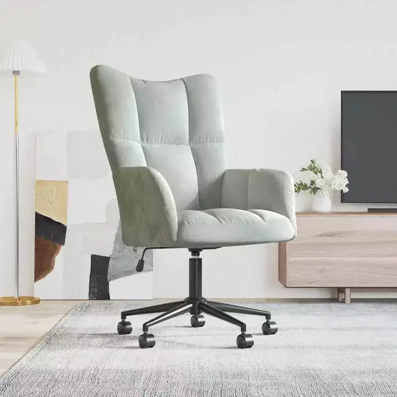 Fauteuil relaxant Velours gris clair (100 % polyester), Pieds en acier