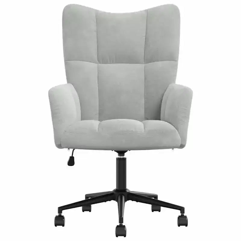 Relaxing Chair Light Gray Velvet (100% polyester), Steel Standard