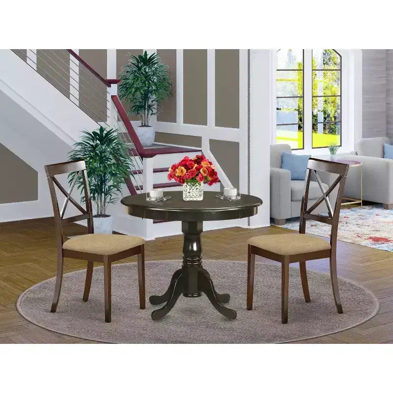 HomeStock Belmont Kitchen Table Set- Table Plus 2 Dining Chairs, Cappuccino