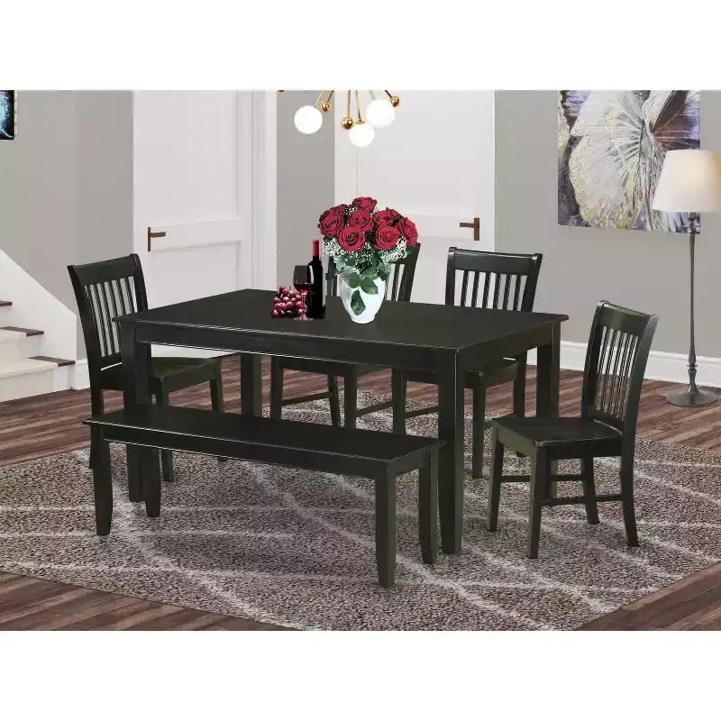 HomeStock Belmont Formal Dining Room Set-Dinette Table And Dinette Chairs, Black