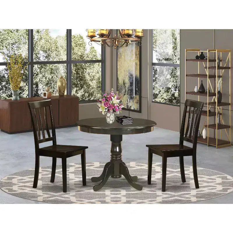 HomeStock Belmont Kitchen Table Set - Table And 2 Dining Chairs, Cappuccino