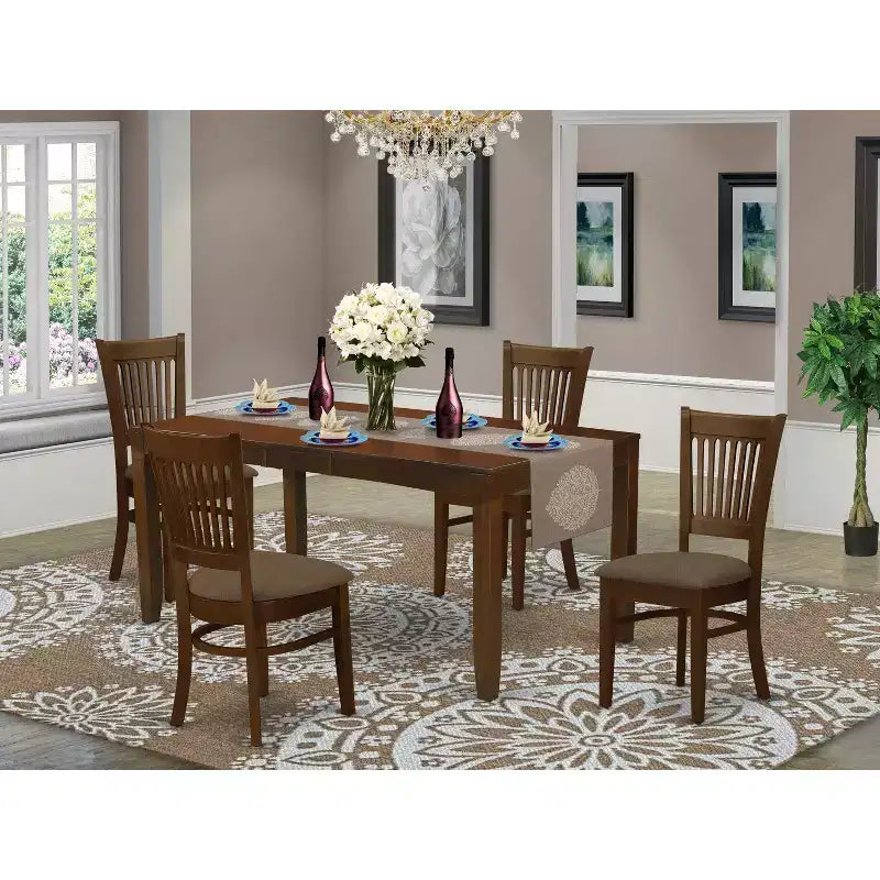HomeStock Belmont Dining Table Set - With A 12In Leaf Table And Dinette Chairs, Espresso
