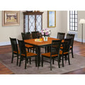HomeStock Belmont 9 Pc Kitchen table set with a Dining Table and 8 Wood Seat Chairs in Black and Cherry