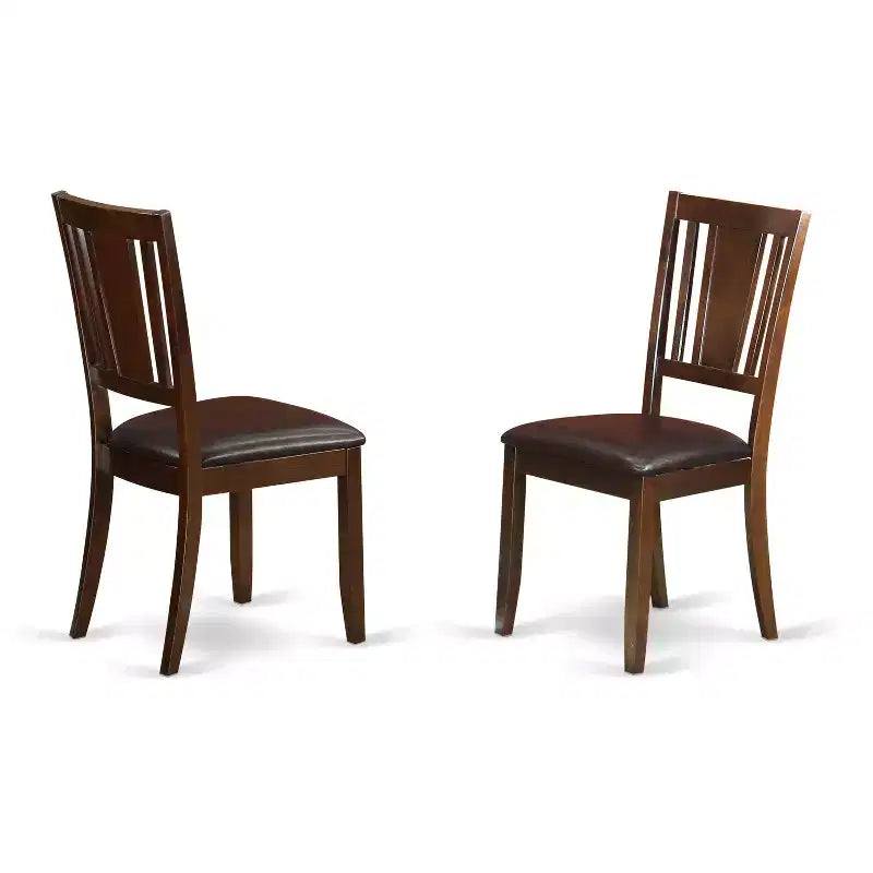 Ensemble de salle à manger HomeStock Belmont pour 3 chaises de salle à manger en bois, table de salle à manger en bois - Cuir synthétique couleur chocolat marron - Finition acajou
