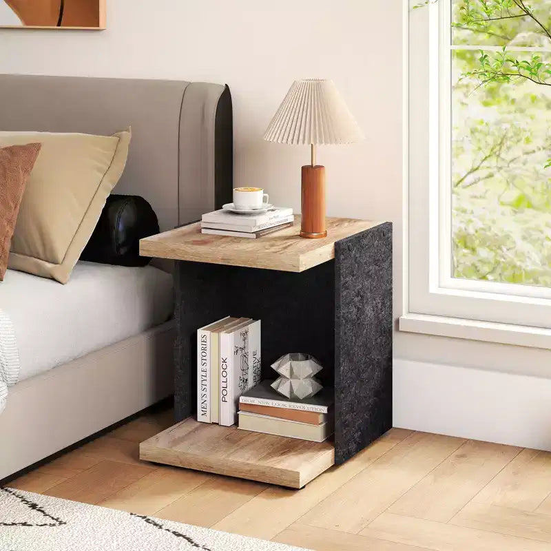 2-Tier Sofa Side Table set of 1/2 with Open Storage Shelf Compact Nightstand for Living Room