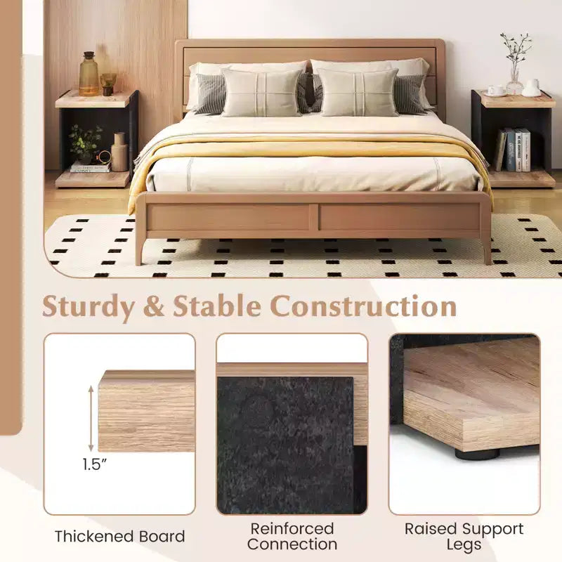 2-Tier Sofa Side Table set of 1/2 with Open Storage Shelf Compact Nightstand for Living Room