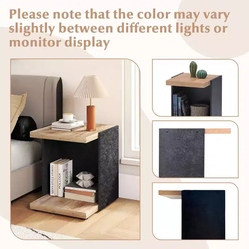 2-Tier Sofa Side Table set of 1/2 with Open Storage Shelf Compact Nightstand for Living Room